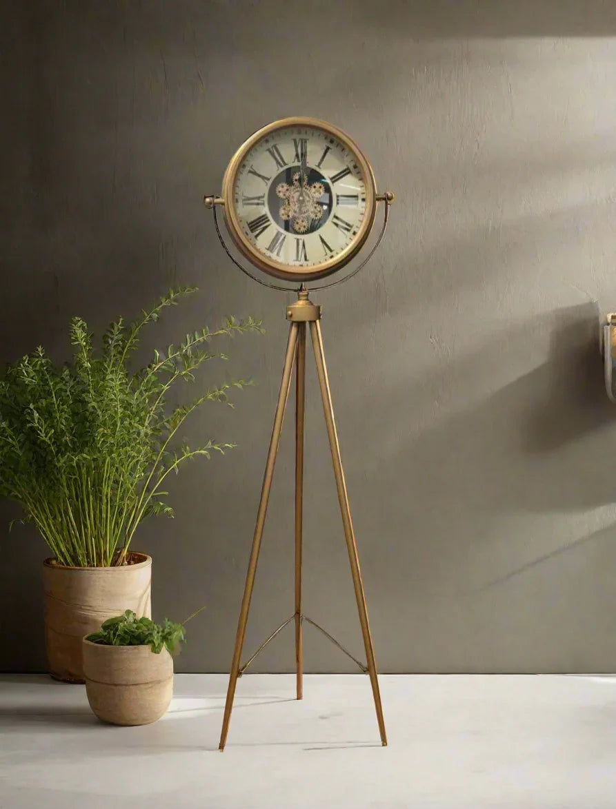 Luxury Vintage Tripod-Mounted Metal Clock 2